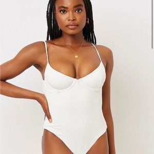 FRANKIES BIKINIS Ribbed High-leg One-piece